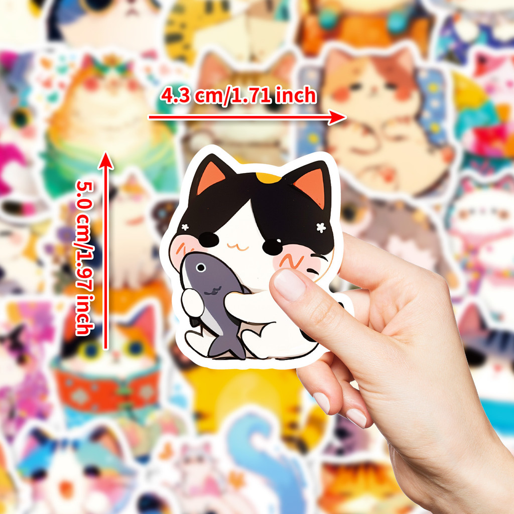 Japanese Daily Lifestyle - 50 autocollants mignons de chat pour